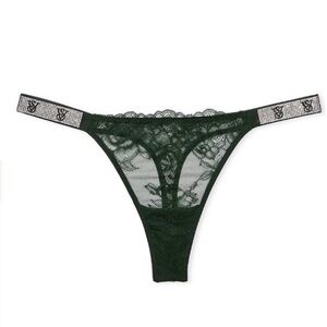 Victoria’s Secret Very Sexy Shine Strap Green Lace Thong Panty Sz S